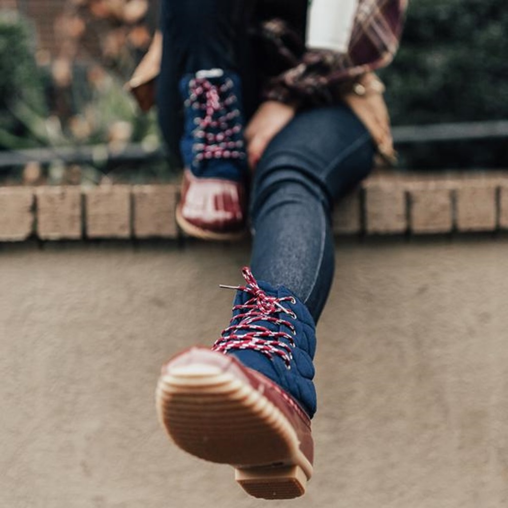 Ladies Duck Boots. Red Navy - Picture 3 of 4